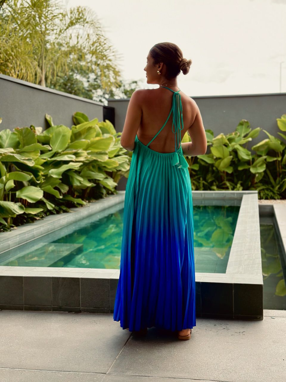 VESTIDO SANTORINI PLISSADO verde