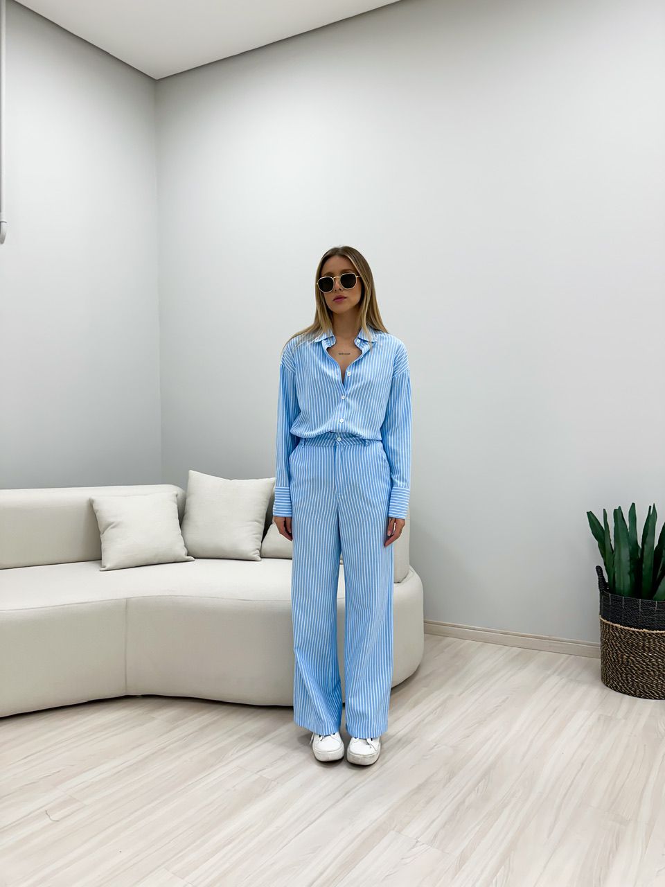 CONJUNTO JÉSSICA LISTRADO AZUL CLARO
