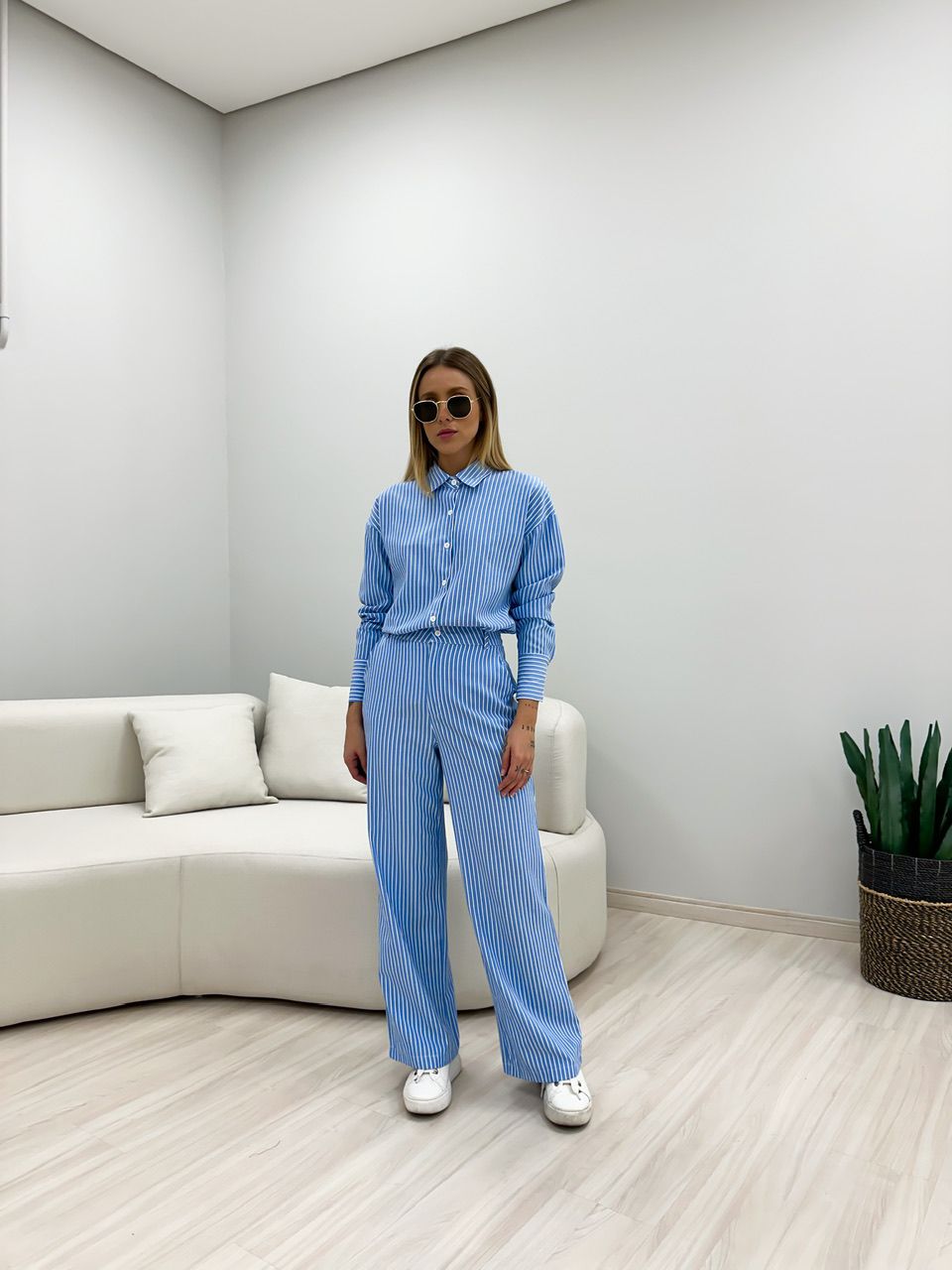 CONJUNTO JÉSSICA LISTRADO AZUL ESCURO - 0048910105 - CAROLLA FERRARO