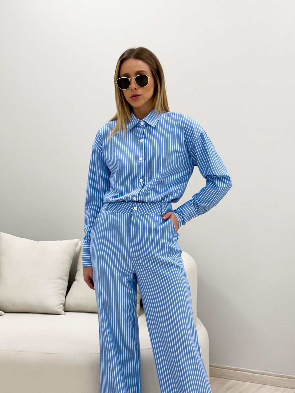 CONJUNTO JÉSSICA LISTRADO AZUL ESCURO