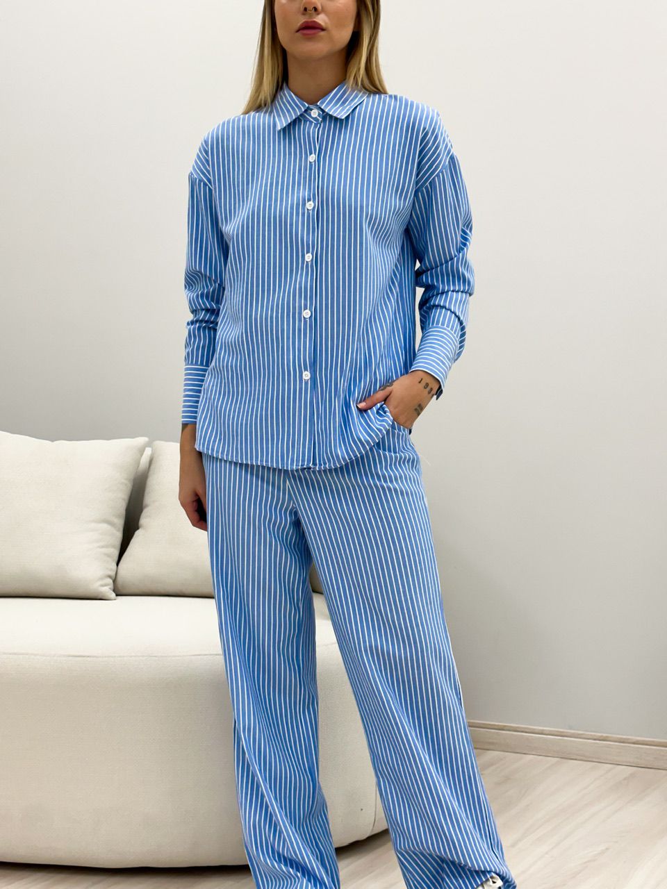 CONJUNTO JÉSSICA LISTRADO AZUL ESCURO