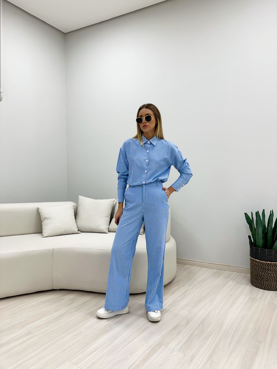 CONJUNTO JÉSSICA LISTRADO AZUL ESCURO