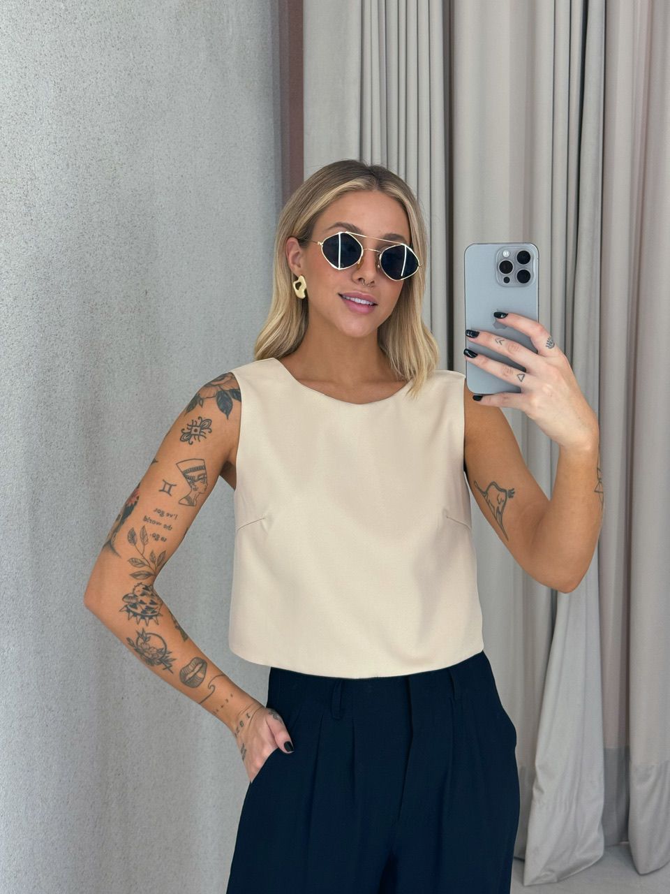 BLUSA SILVANA AMARRAÇÃO NUDE - 0061580049 - CAROLLA FERRARO