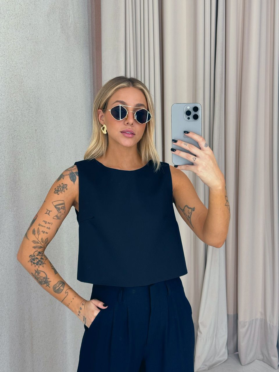BLUSA SILVANA AMARRAÇÃO PRETA - 0061580033 - CAROLLA FERRARO