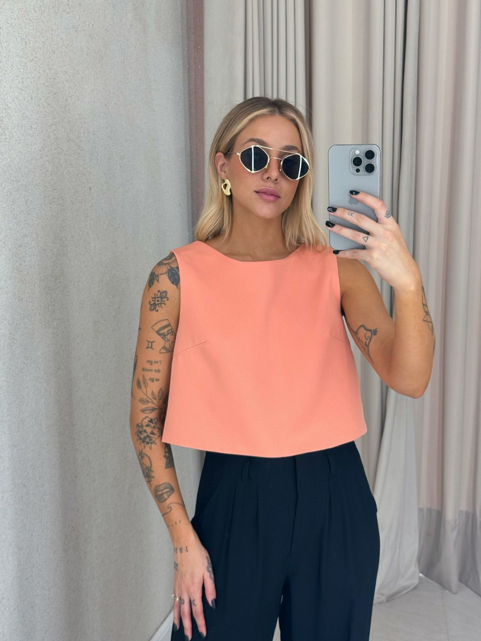 BLUSA SILVANA AMARRAÇÃO SALMÃO - 0061580021 - CAROLLA FERRARO