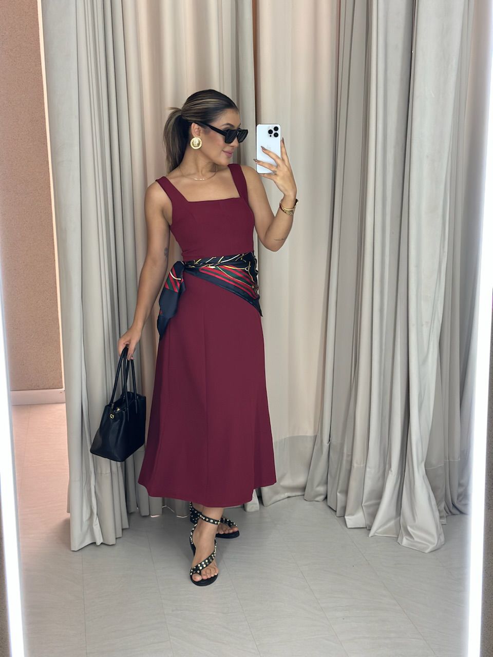 VESTIDO CAROLINE MIDI CHERRY RED
