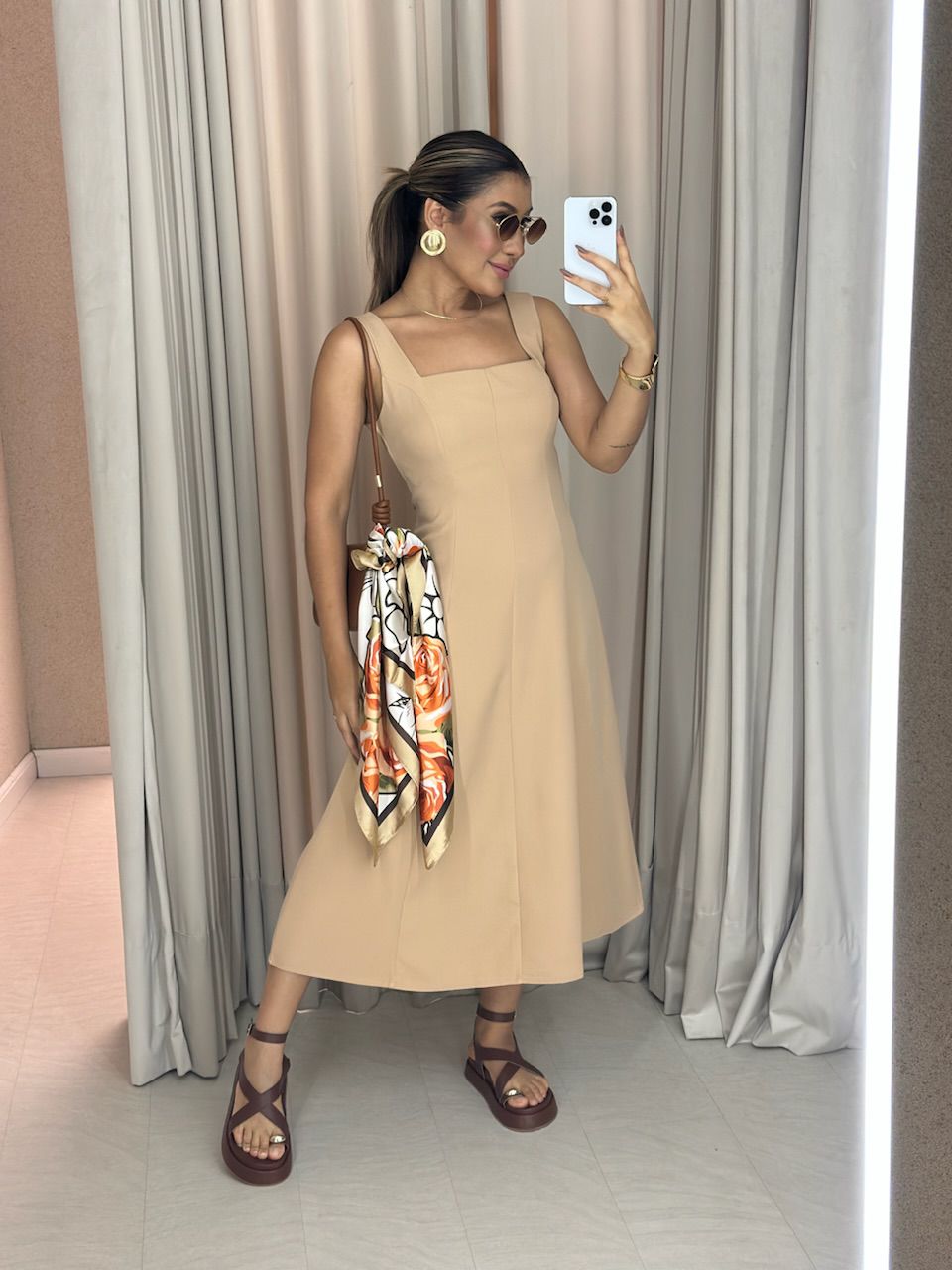VESTIDO CAROLINE MIDI NUDE