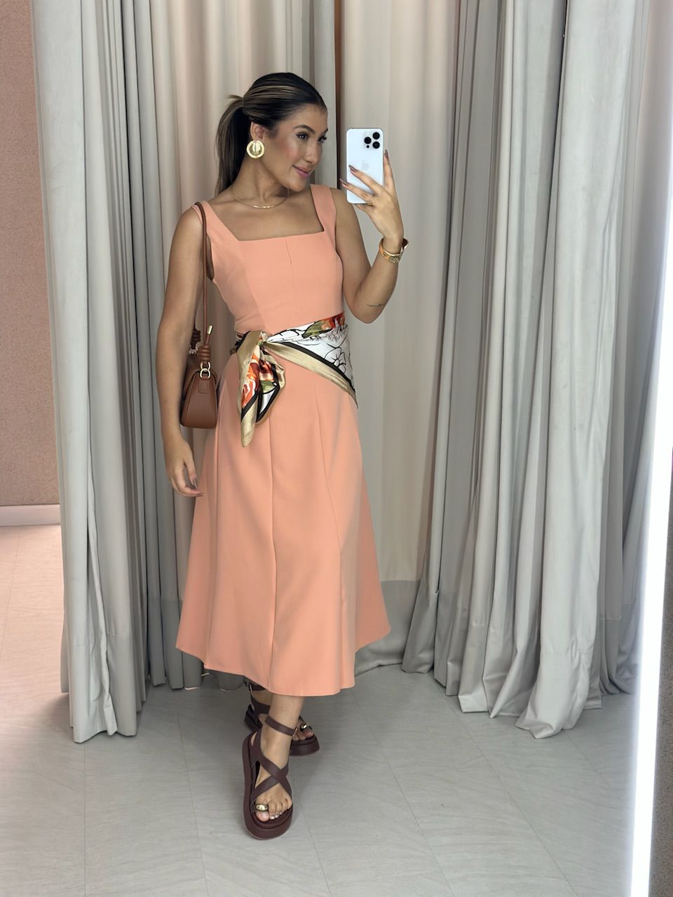 VESTIDO CAROLINE MIDI SALMÃO