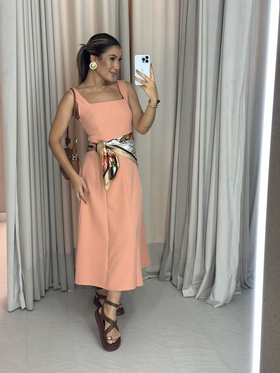 VESTIDO CAROLINE MIDI SALMÃO