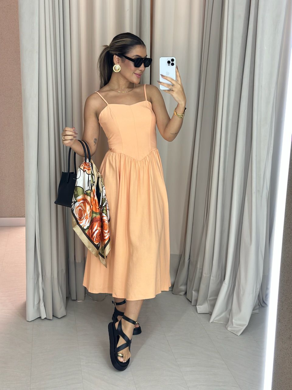VESTIDO LIDIANE ALÇA Laranja - 0061550068 - CAROLLA FERRARO