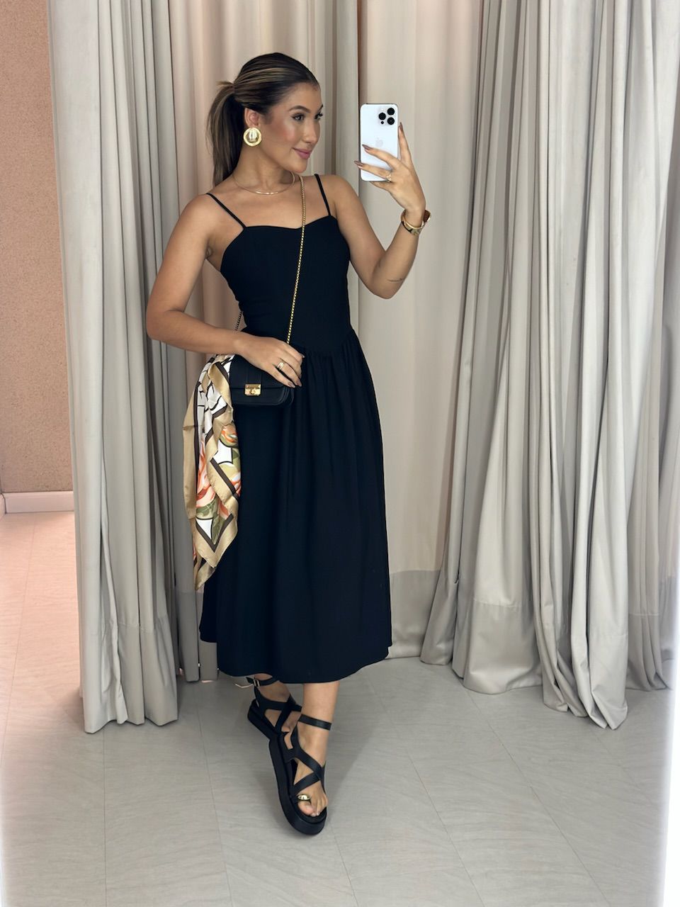 VESTIDO LIDIANE ALÇA preto - 0061550032 - CAROLLA FERRARO