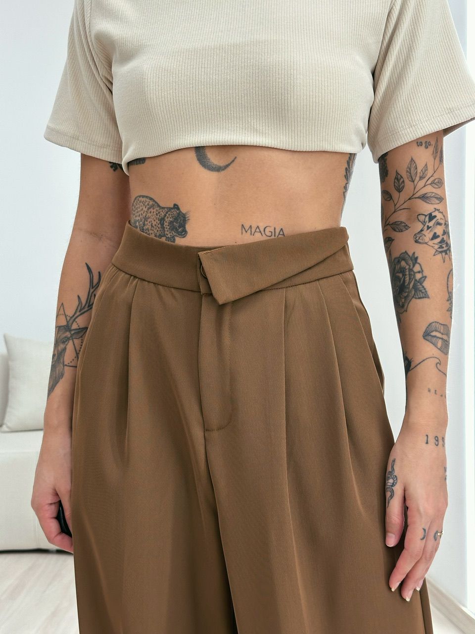 CALÇA ELISA PANTALONA MARROM