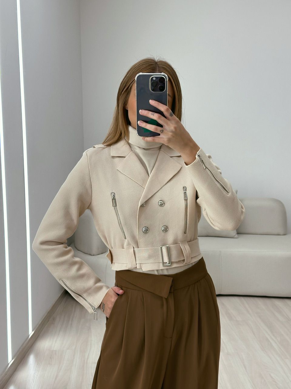 JAQUETA DUDA CROPPED NUDE