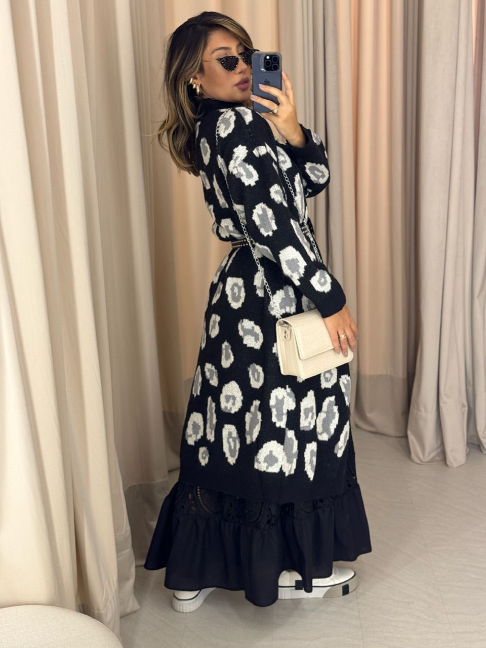 SOBRETUDO ANIMAL PRINT PRETO