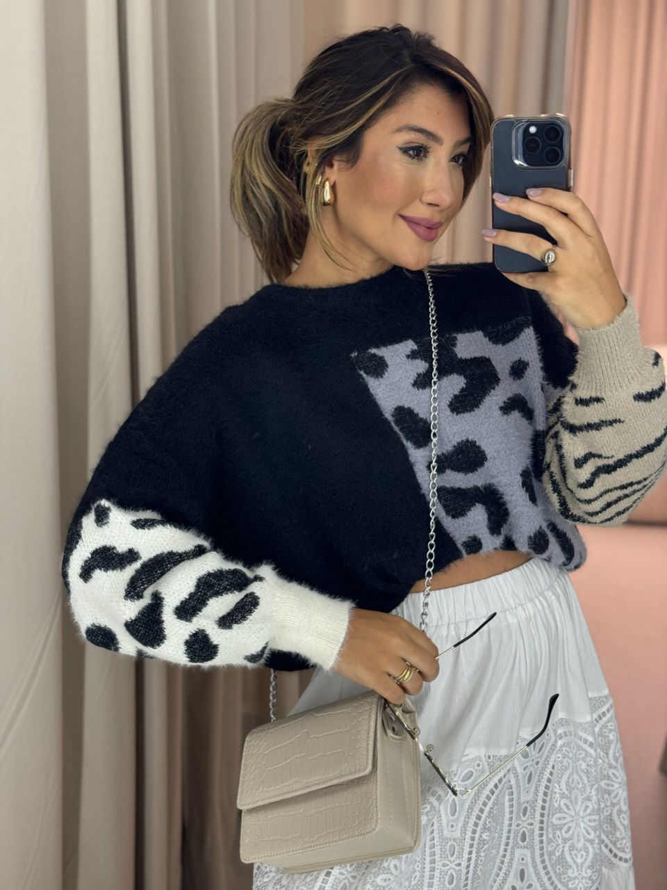 TRICOT ANIMAL PRINT PRETO