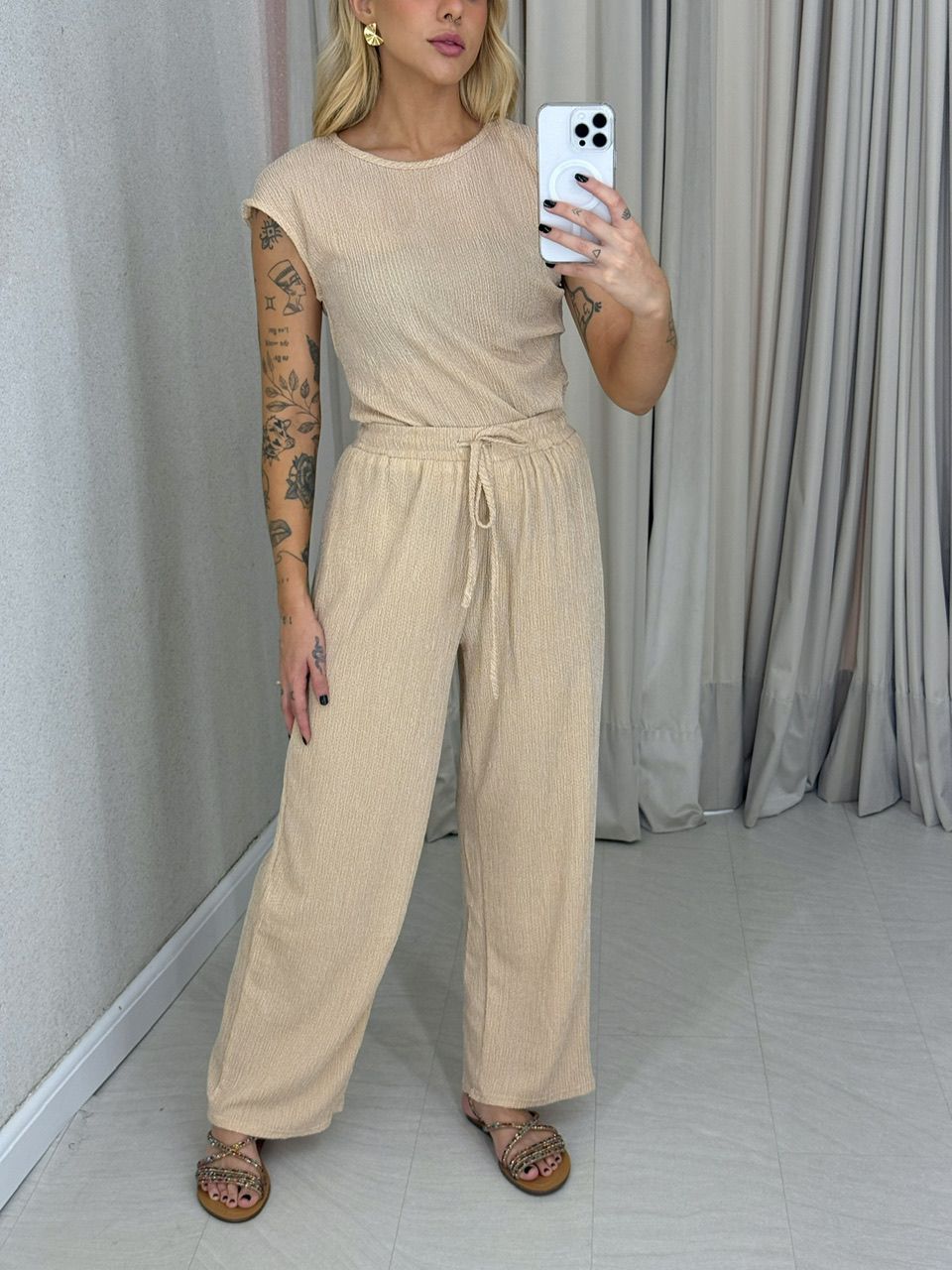 CONJUNTO ELIZABETH CALÇA MOSTARDA