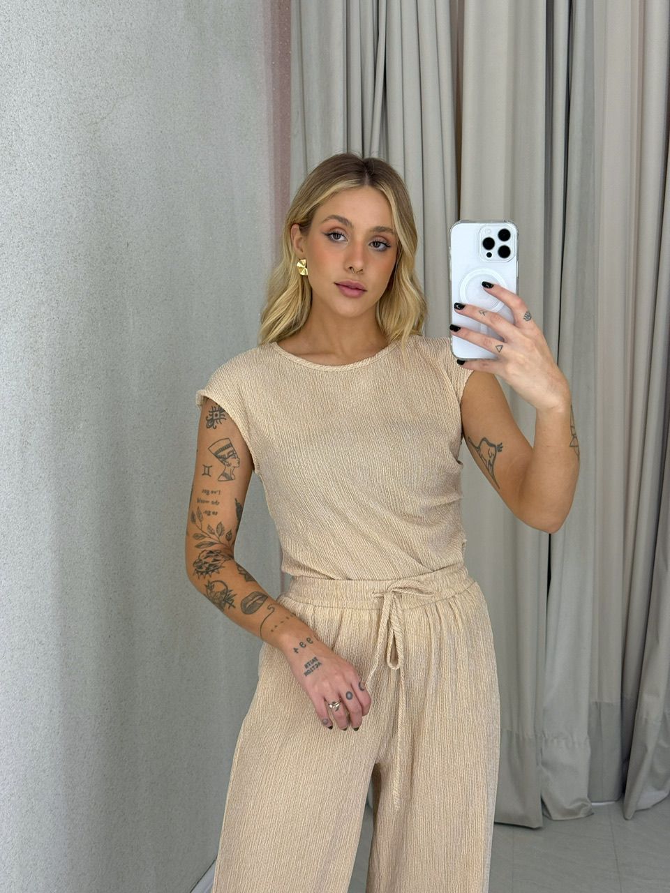 CONJUNTO ELIZABETH CALÇA MOSTARDA
