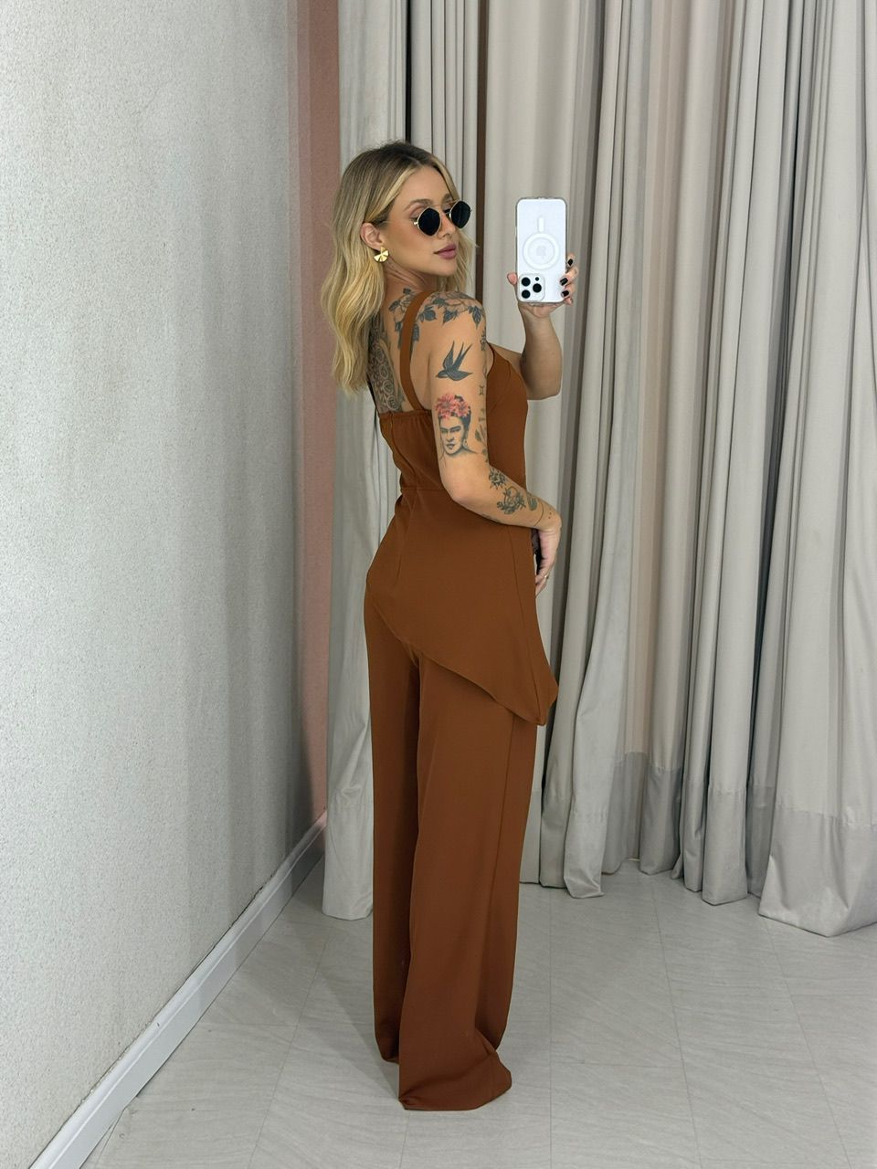 CONJUNTO VITÓRIA BLUSA ASSIMÉTRICA TERRA COTA 
