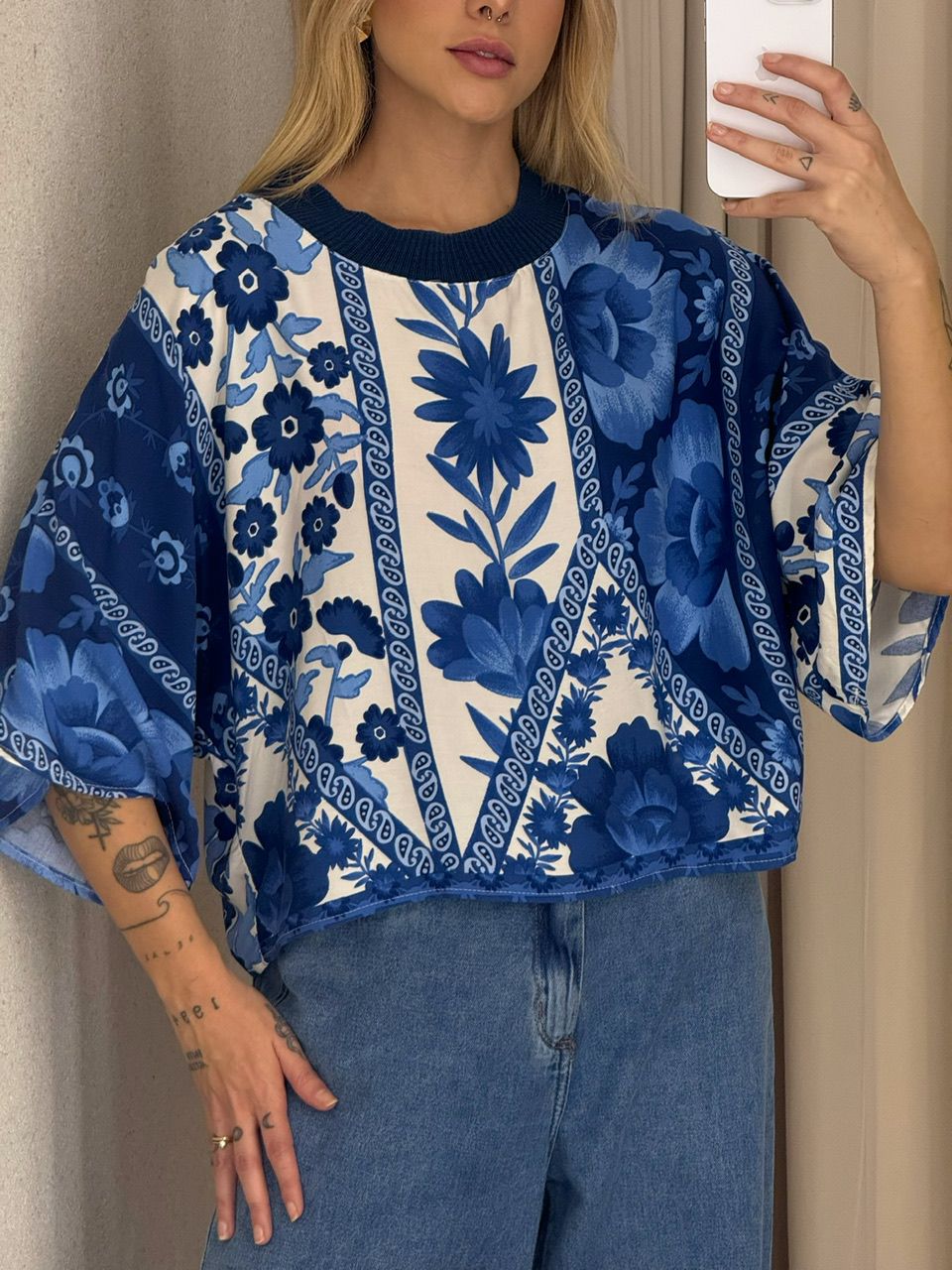 BLUSA MIRELA ESTAMPADA AZUL