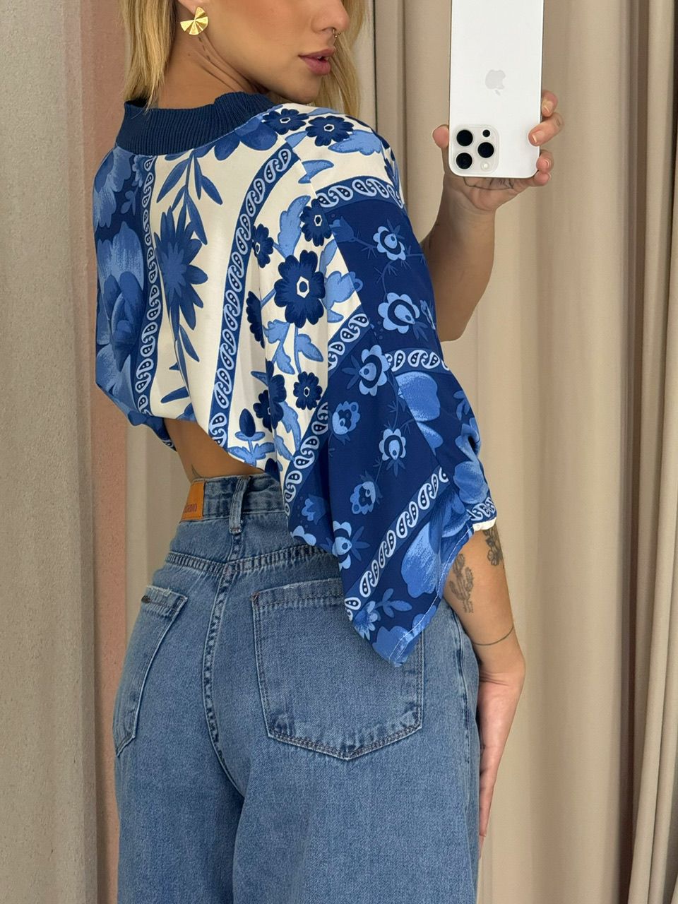 BLUSA MIRELA ESTAMPADA AZUL