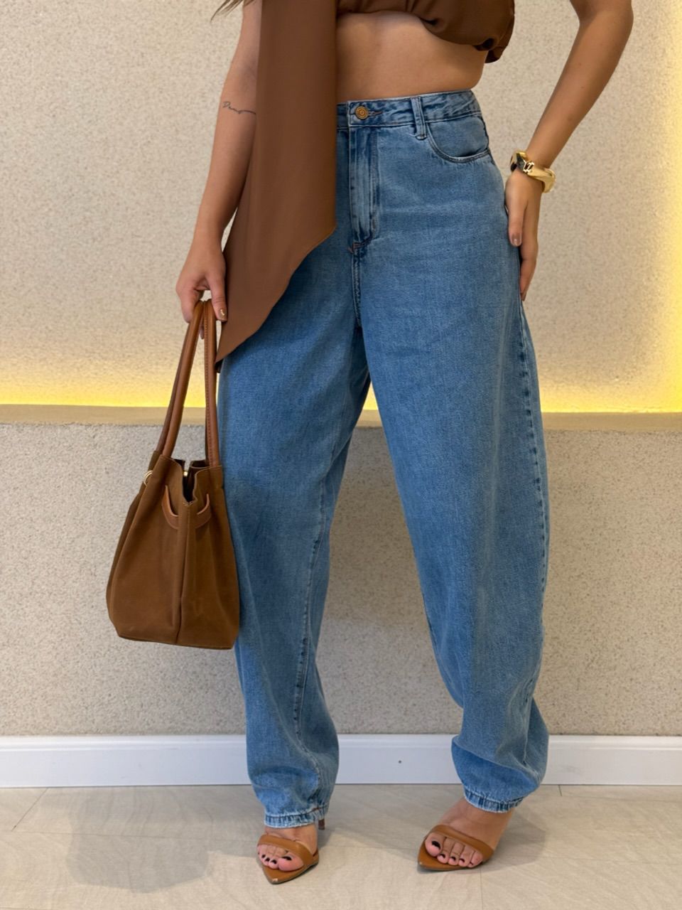 CALÇA SILVANA BALLOON JEANS MÉDIO