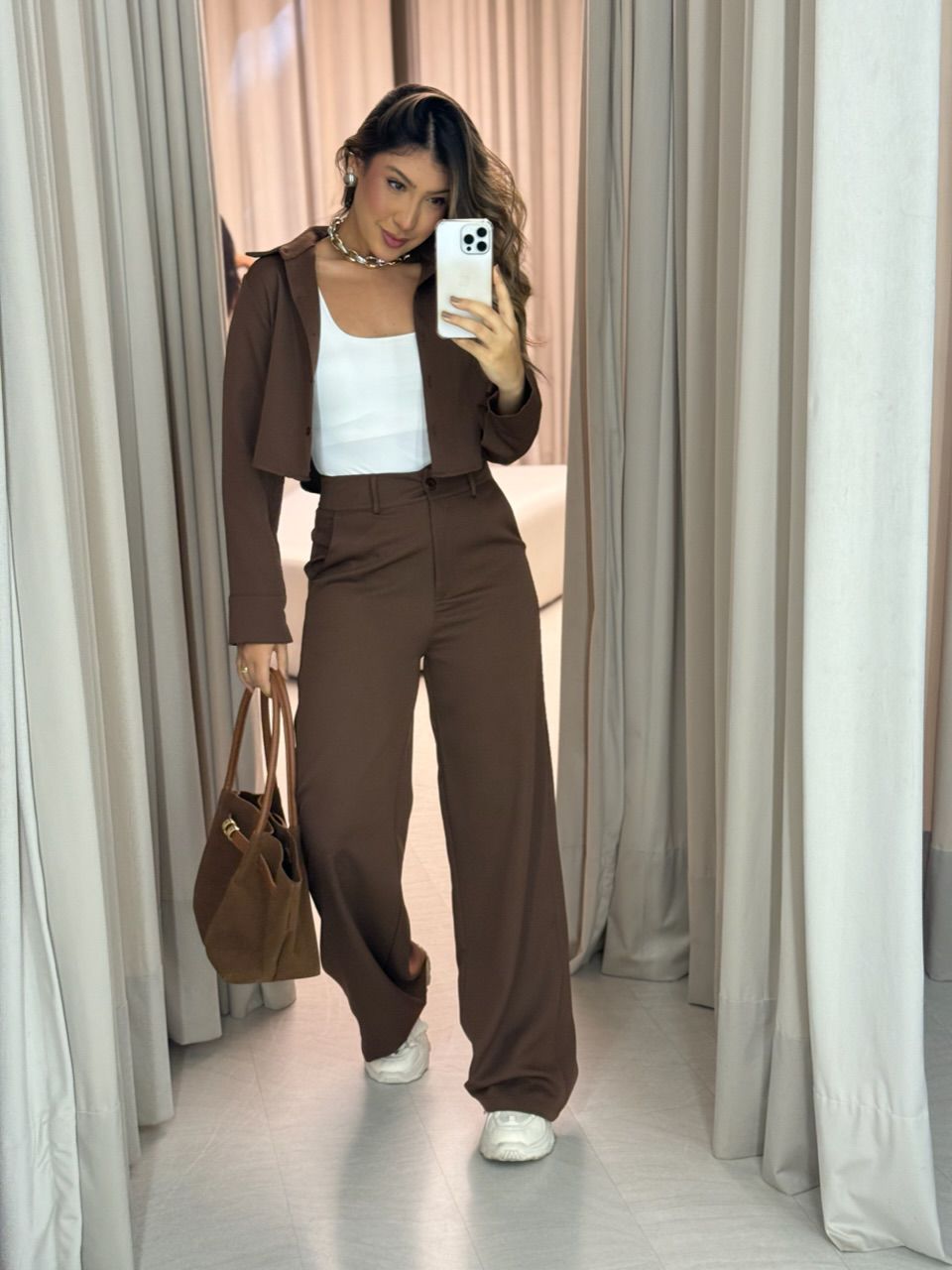 CONJUNTO EUGÊNIA CALÇA MARROM