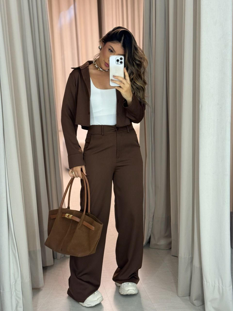 CONJUNTO EUGÊNIA CALÇA MARROM - 0064450054 - CAROLLA FERRARO