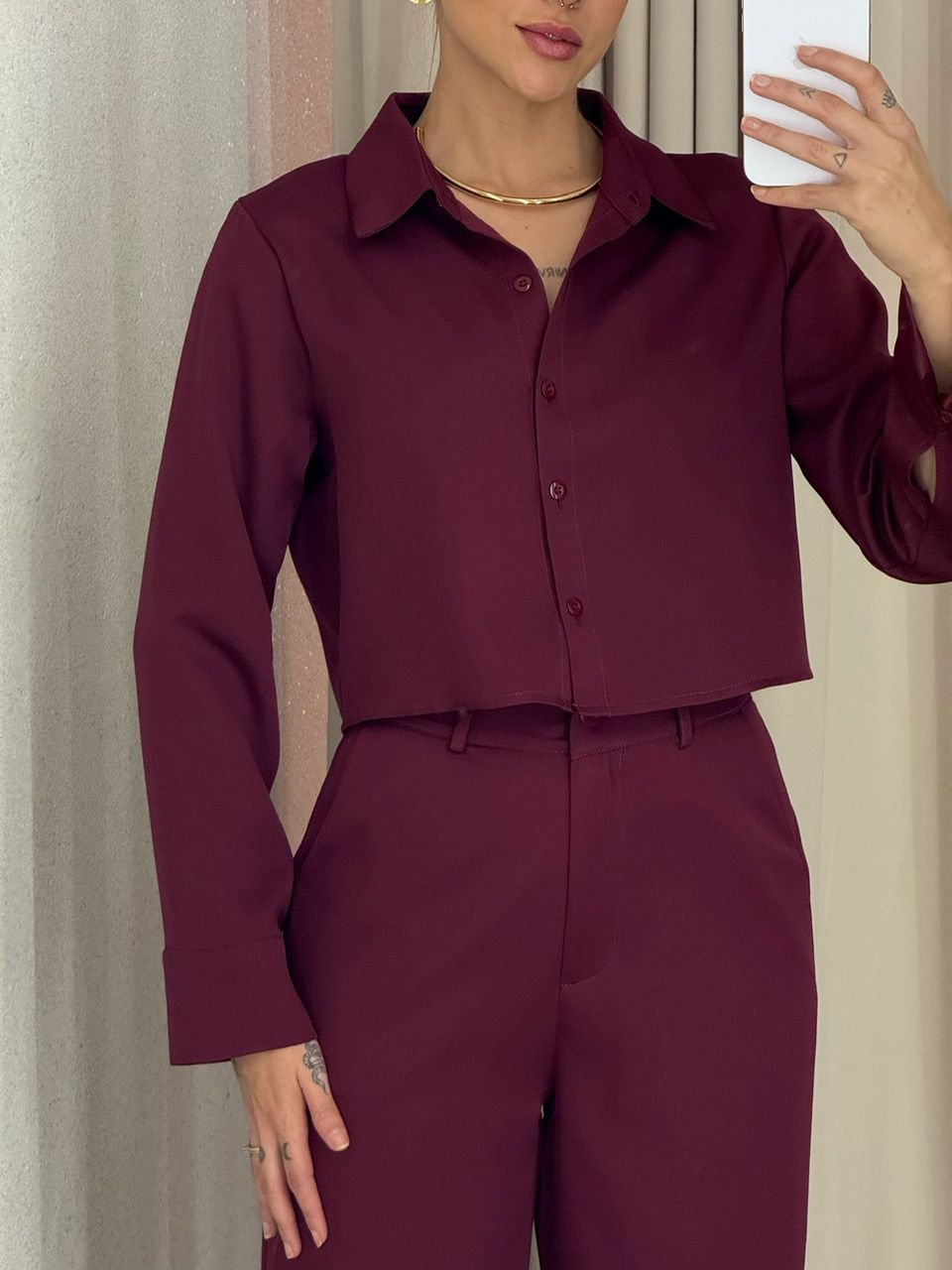 CONJUNTO EUGÊNIA CALÇA VINHO