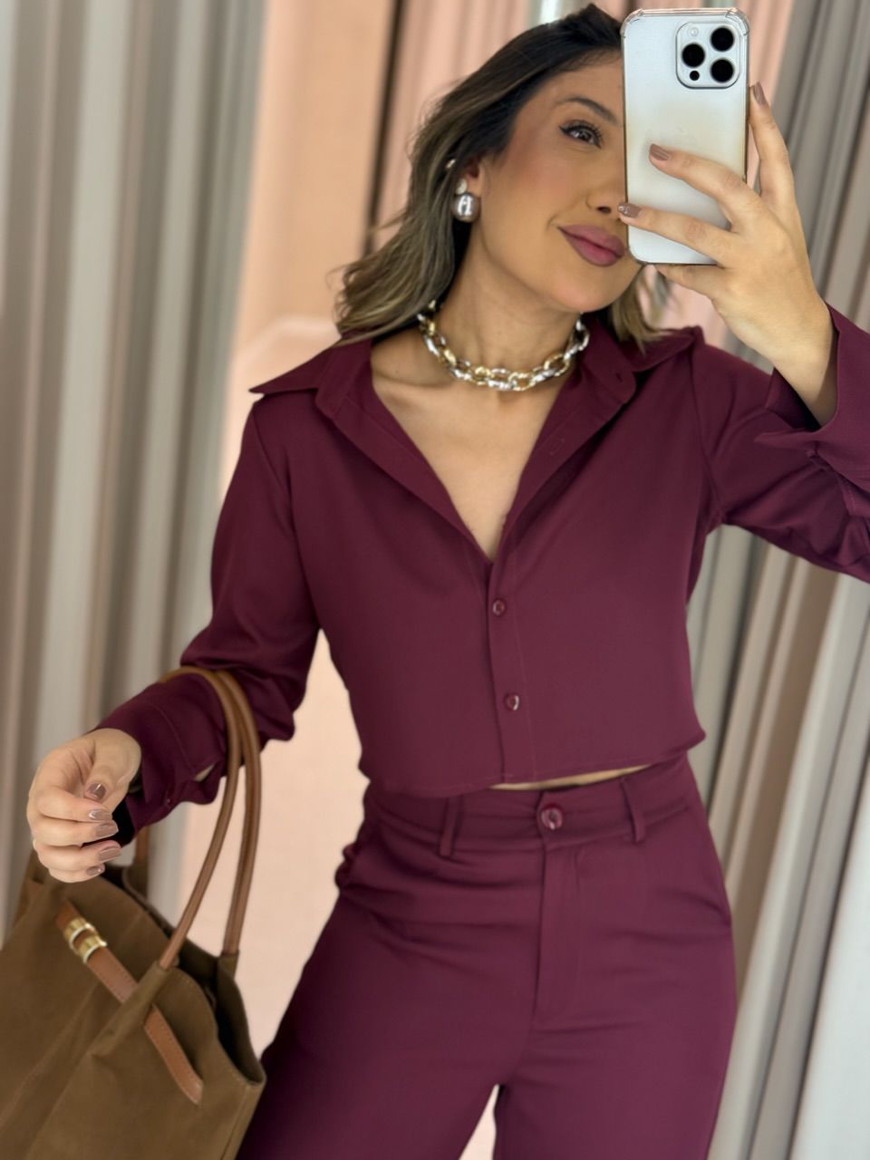 CONJUNTO EUGÊNIA CALÇA VINHO