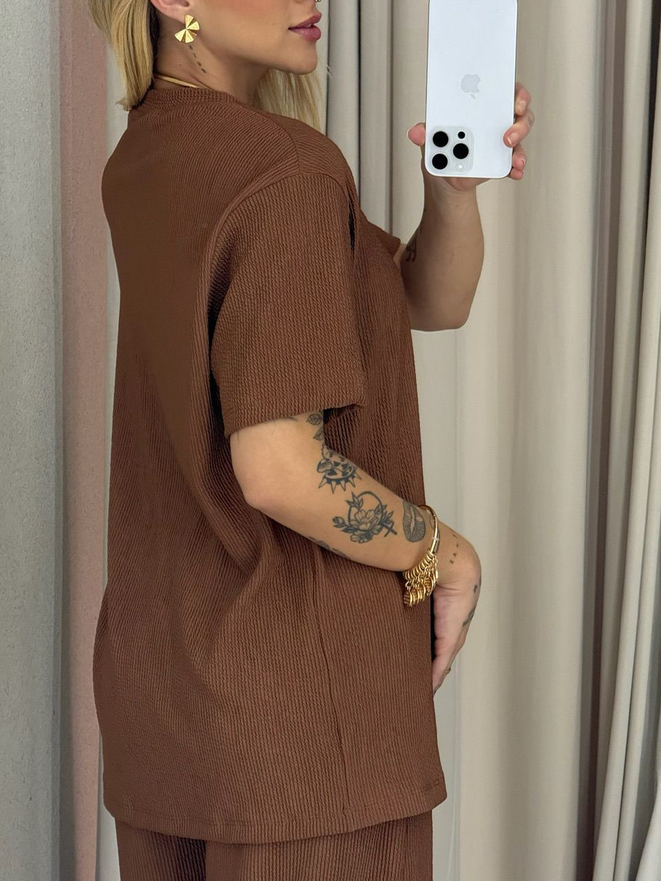 CONJUNTO IRENE BLUSA CALÇA CAPUCCINO 