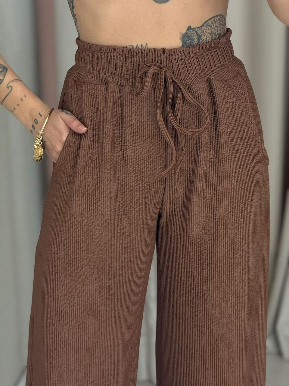 CONJUNTO IRENE BLUSA CALÇA CAPUCCINO 
