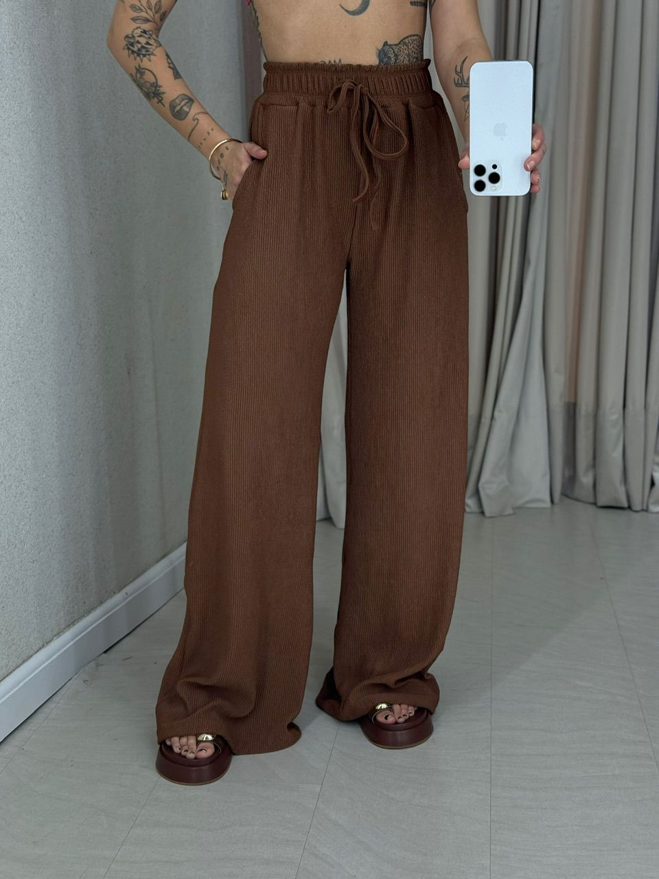 CONJUNTO IRENE BLUSA CALÇA CAPUCCINO 