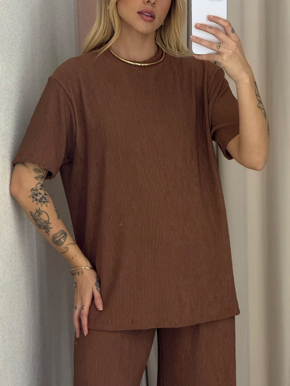 CONJUNTO IRENE BLUSA CALÇA CAPUCCINO 