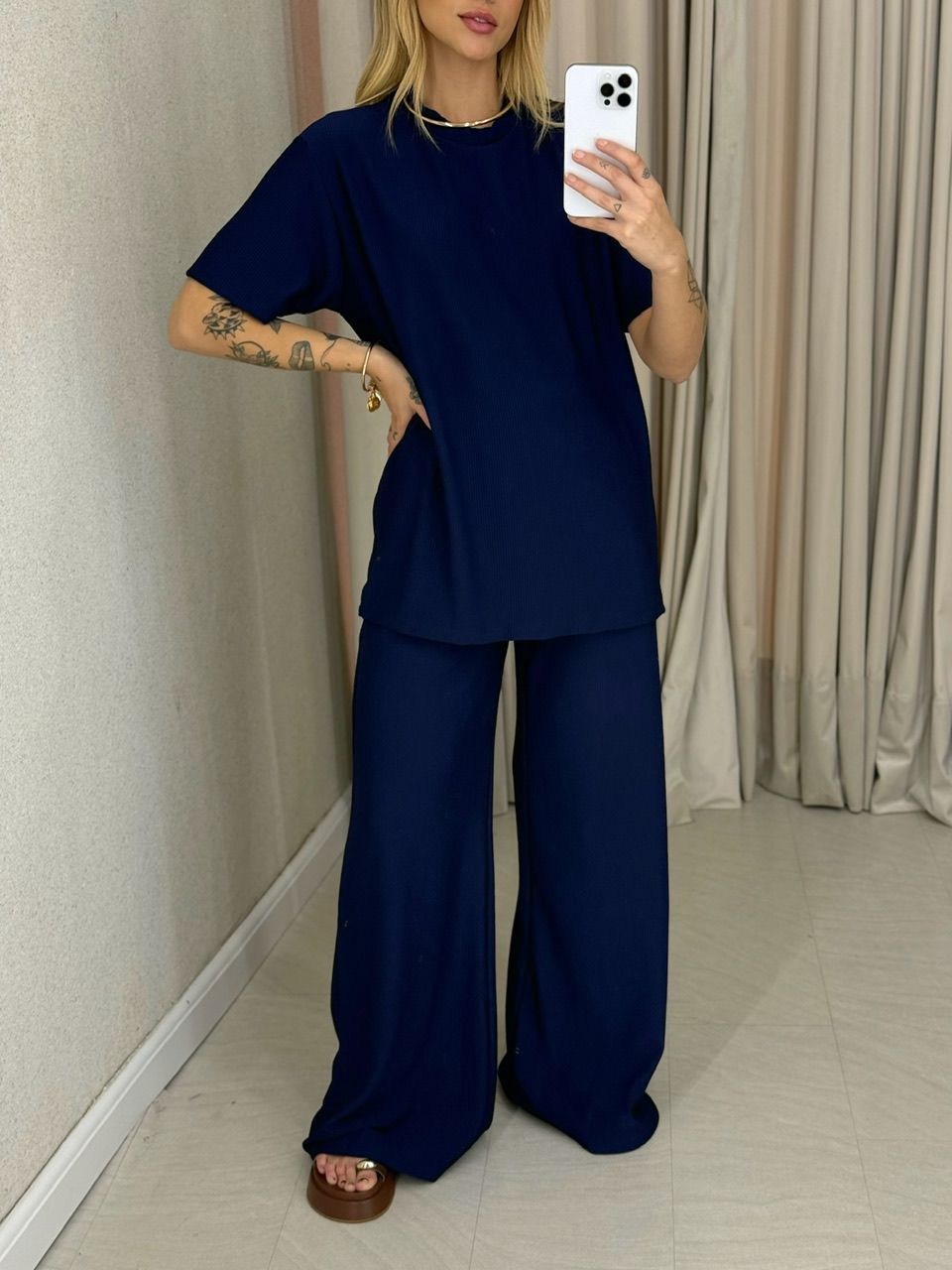 CONJUNTO IRENE BLUSA CALÇA marinho