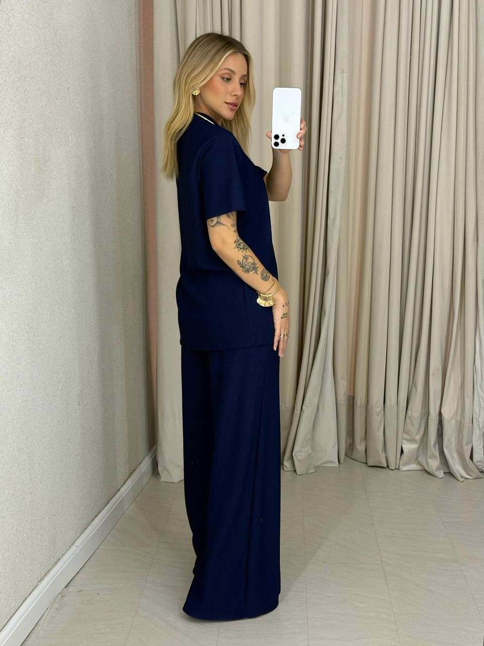 CONJUNTO IRENE BLUSA CALÇA marinho
