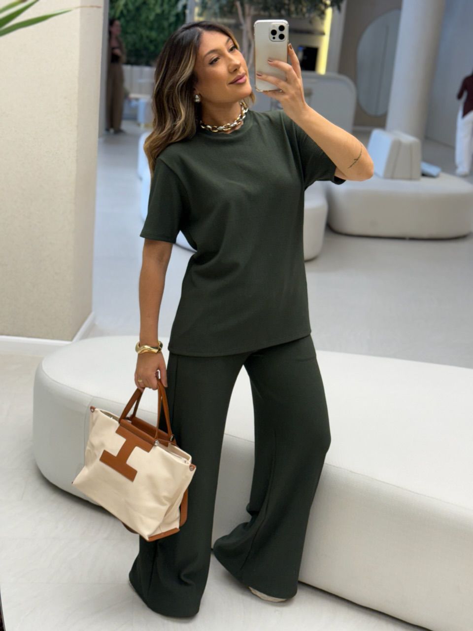 CONJUNTO IRENE BLUSA CALÇA verde - 0064470014 - CAROLLA FERRARO