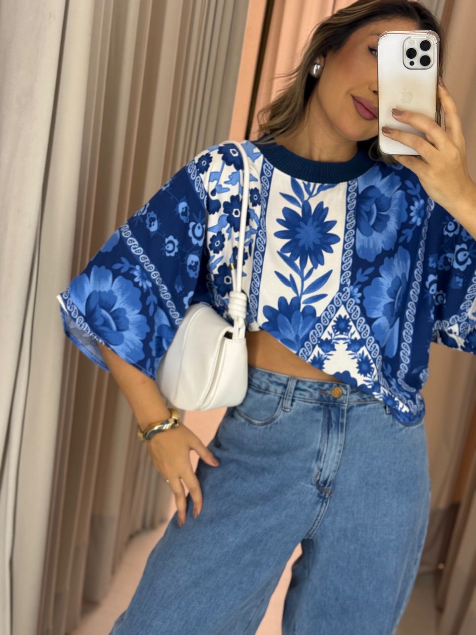 BLUSA MIRELA ESTAMPADA AZUL