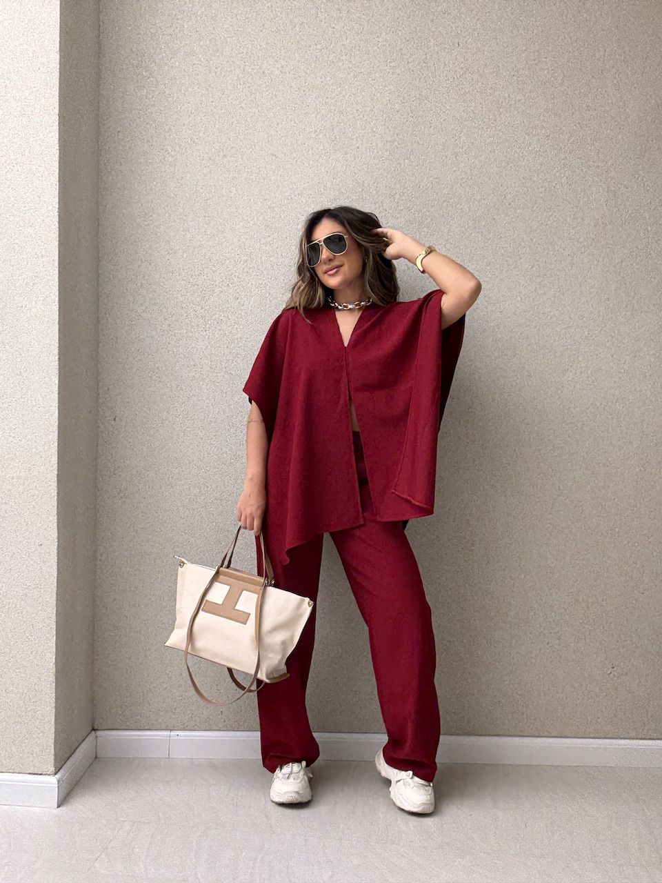 CONJUNTO FLAVIANA CAPA VINHO - 0064490168 - CAROLLA FERRARO