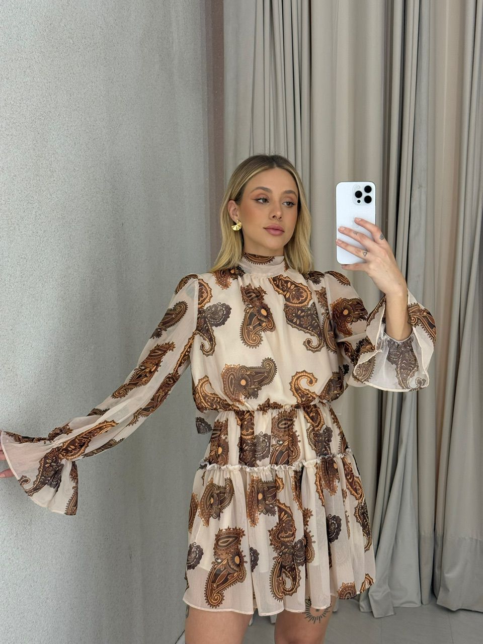 VESTIDO BEATRICE MANGA LONGA ESTAMPADO
