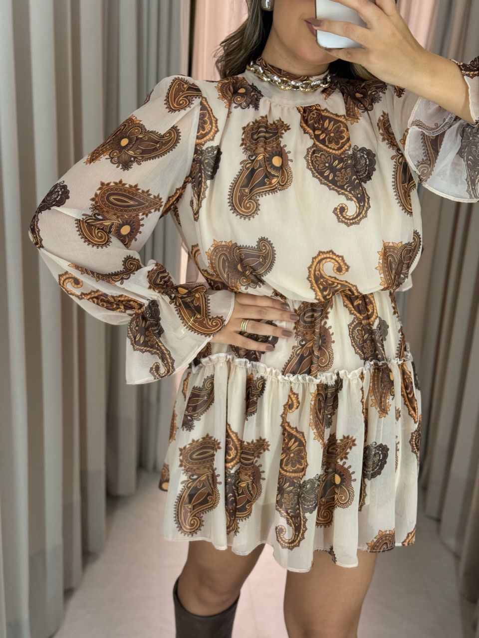 VESTIDO BEATRICE MANGA LONGA ESTAMPADO
