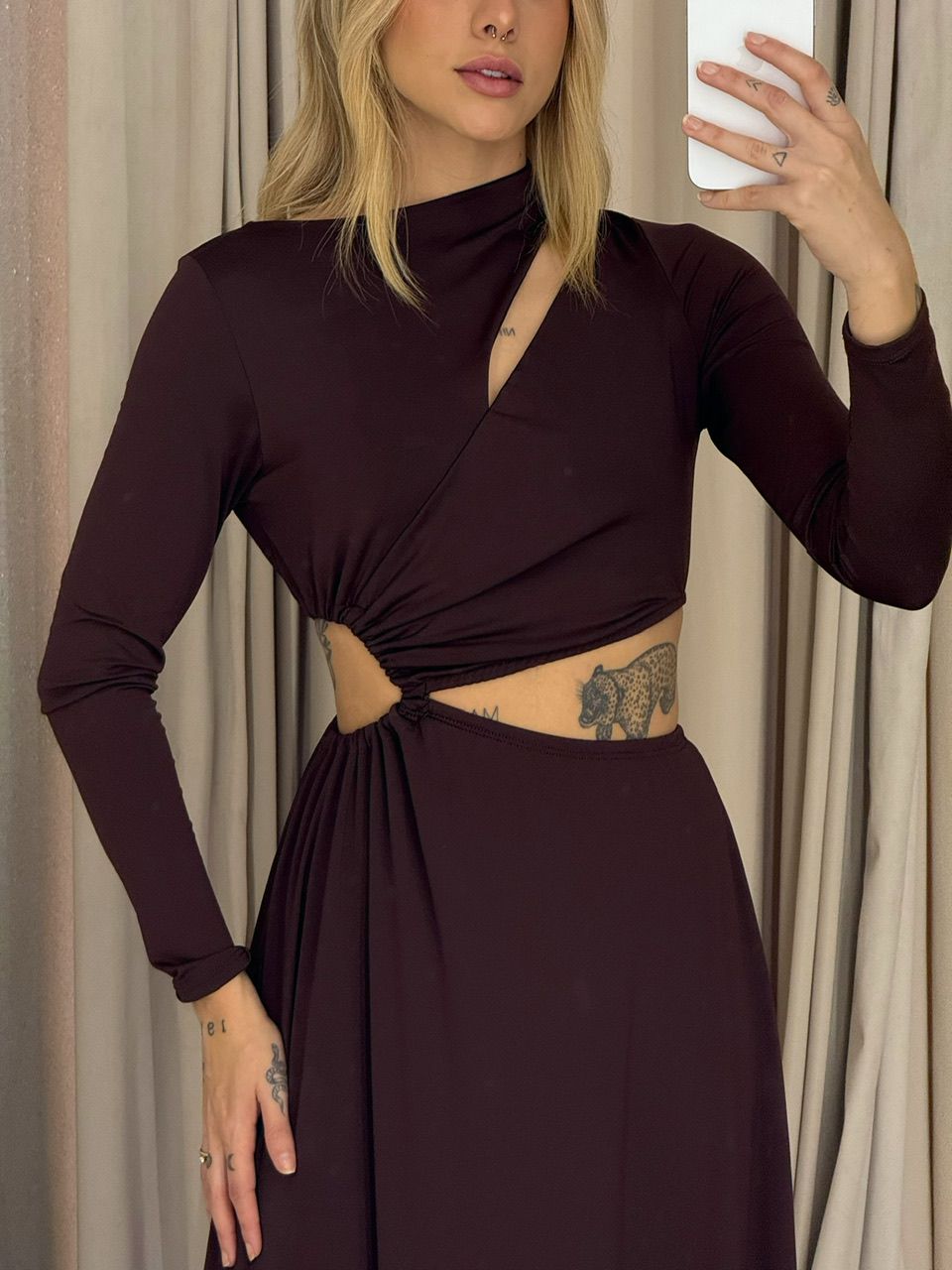 VESTIDO FABIOLA FENDA MARROM
