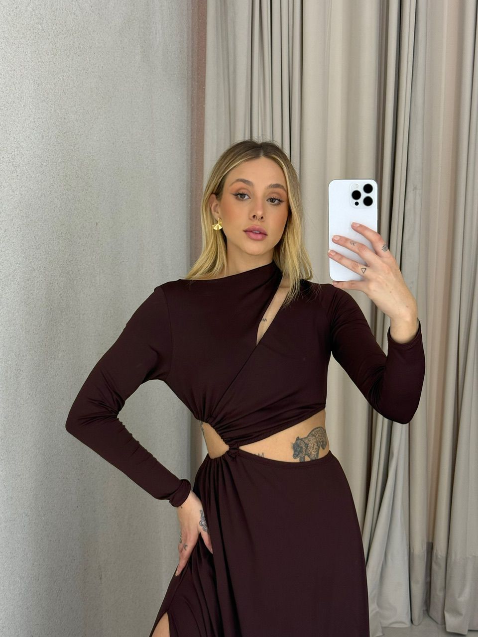 VESTIDO FABIOLA FENDA MARROM