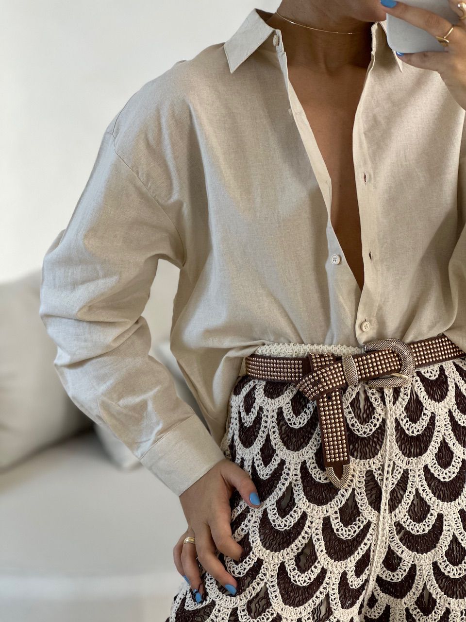 CALÇA KARINE CROCHÊ MARROM