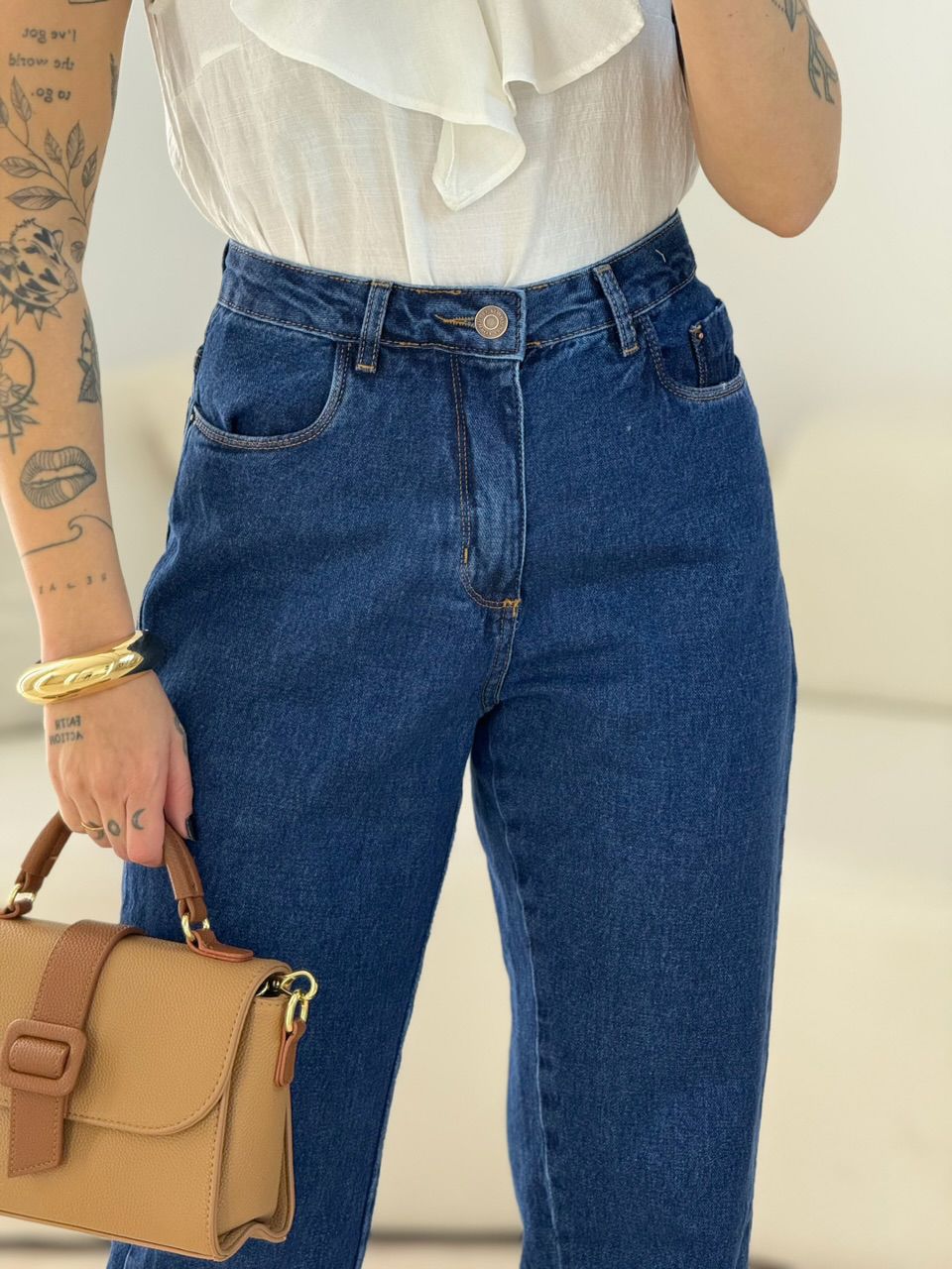 CALÇA SERENA MOM JEANS ESCURO