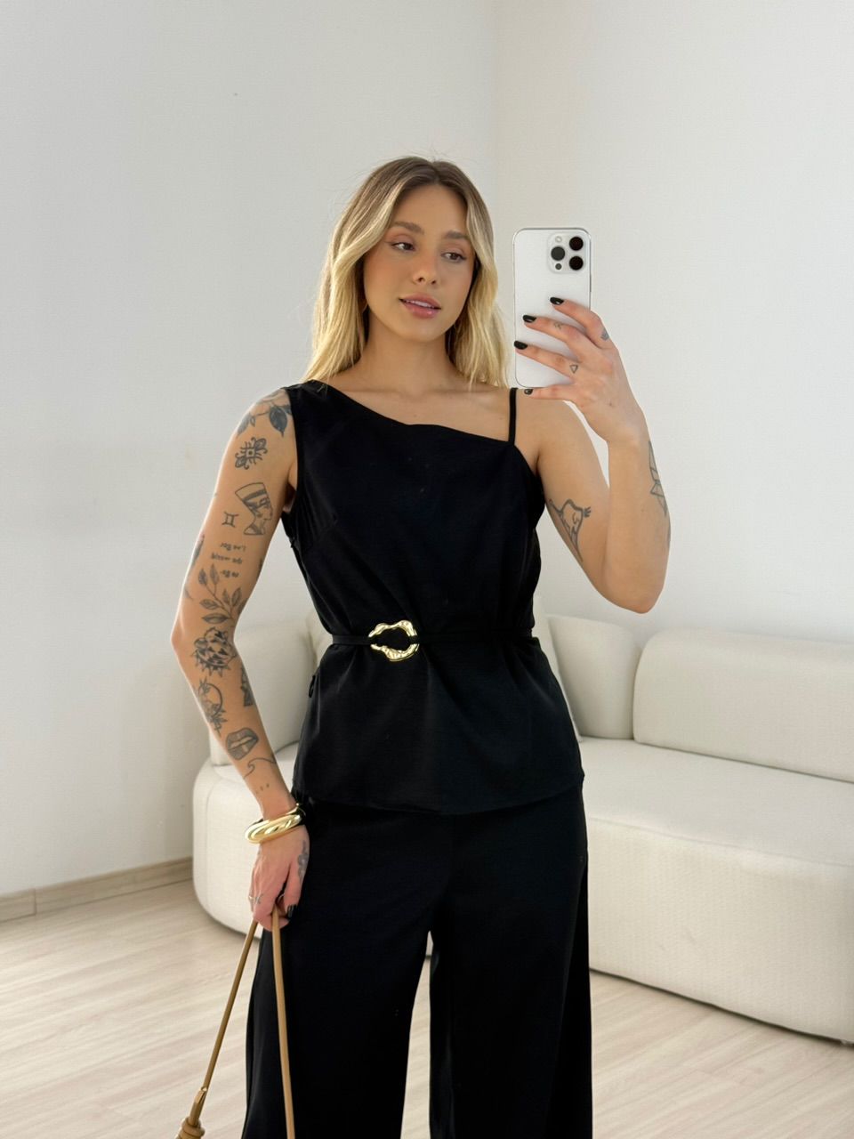 CONJUNTO ZURI NULA MANGA PRETO