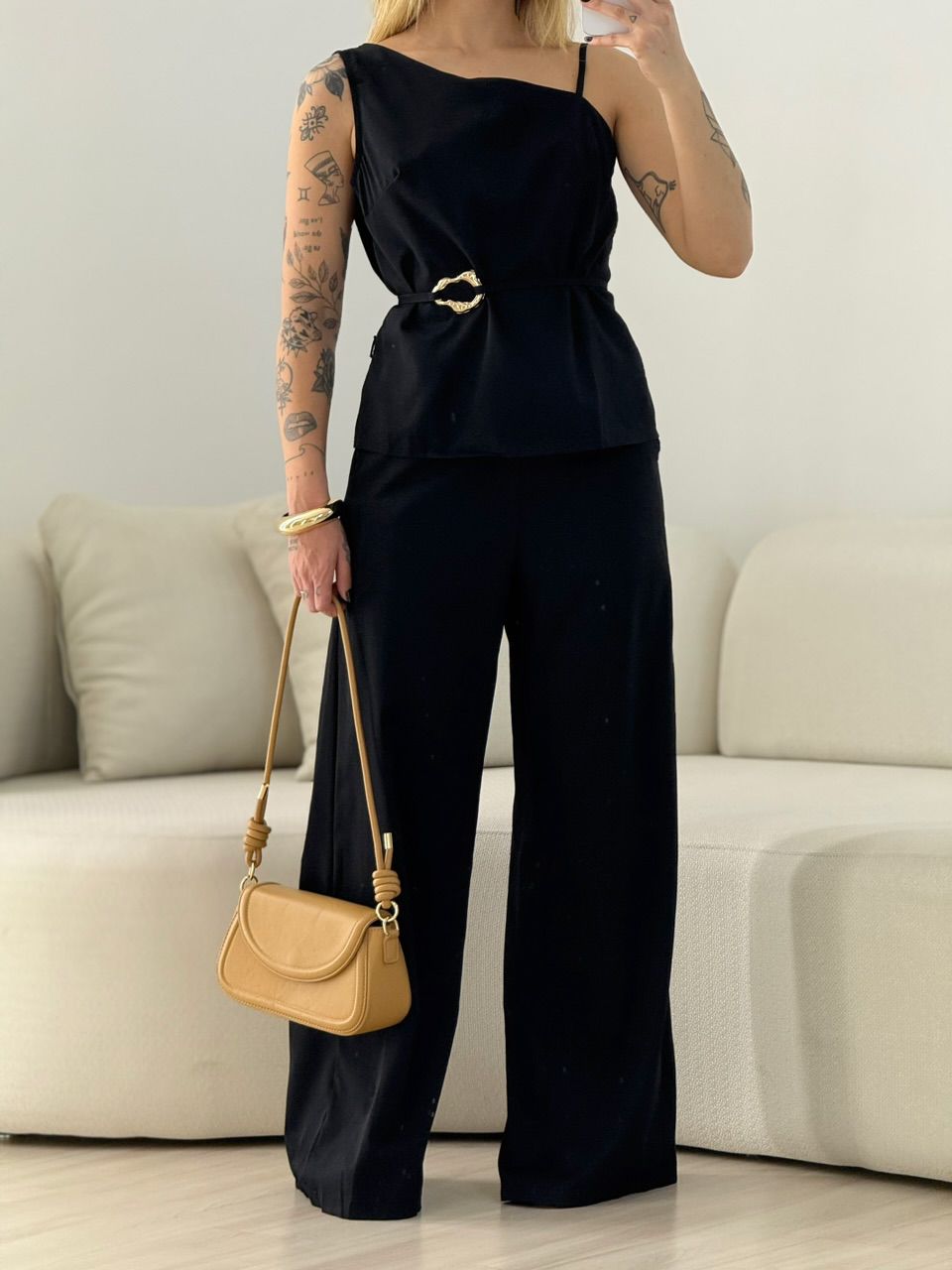 CONJUNTO ZURI NULA MANGA PRETO