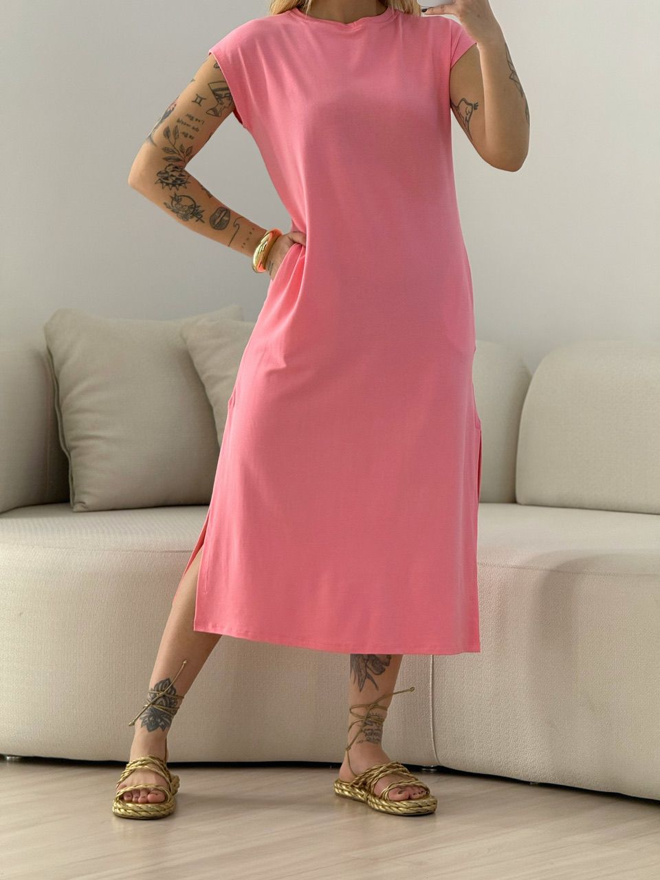 VESTIDO AUGUSTA MUSCLE ROSA