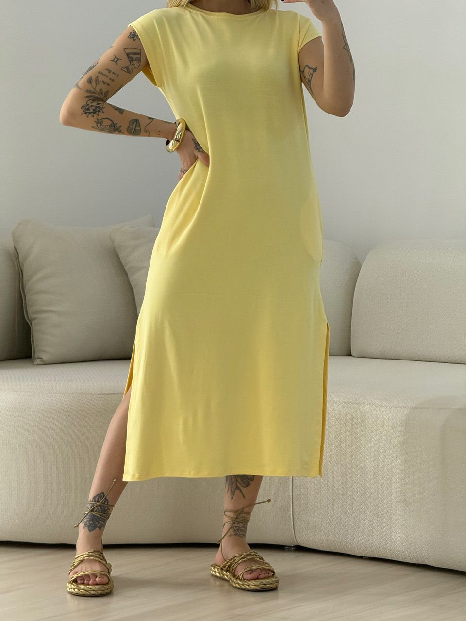 VESTIDO AUGUSTA MUSCLE YELLOW BUTTER