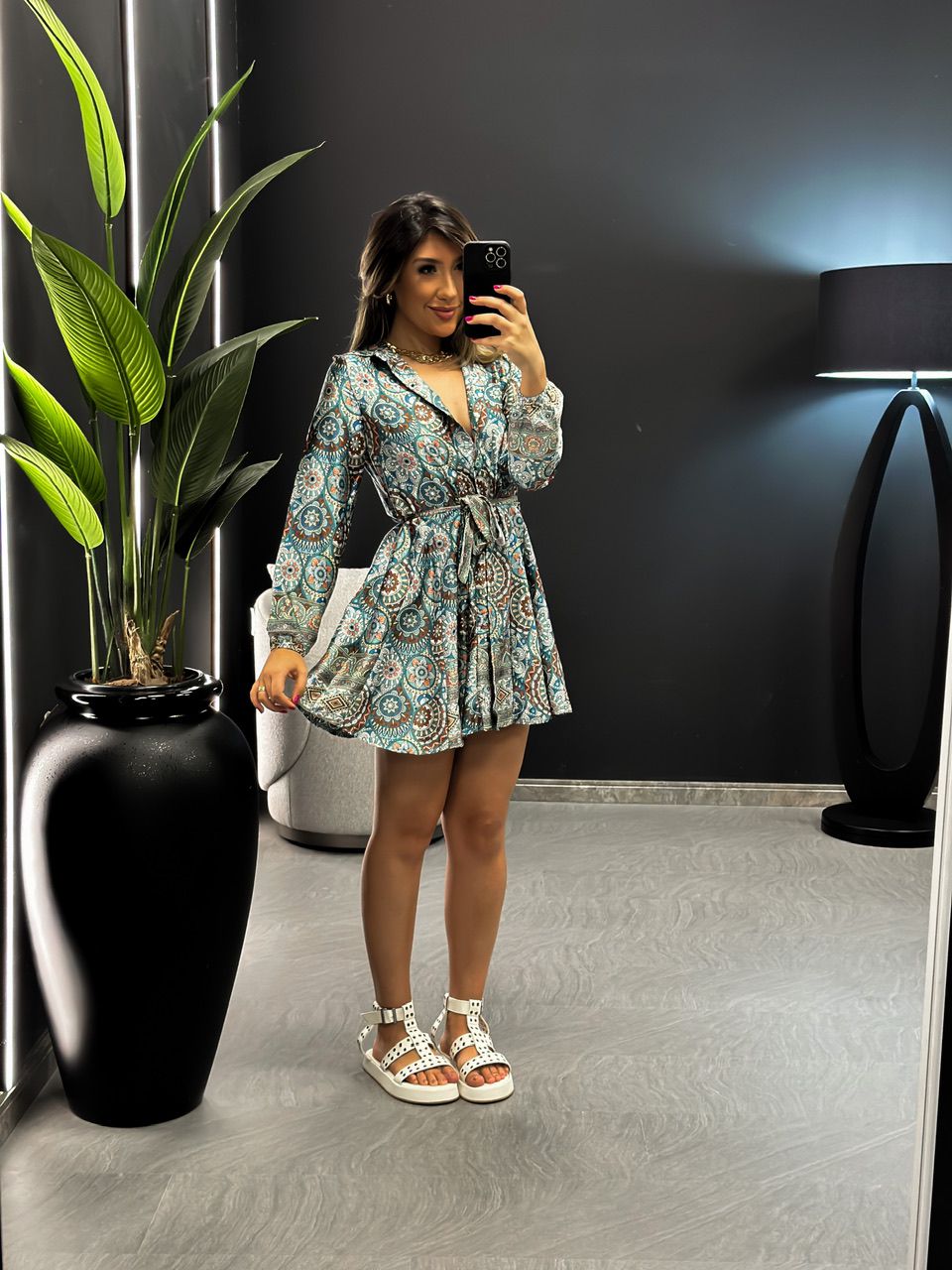 CHEMISE MANDALA MANGA PUFF AZUL