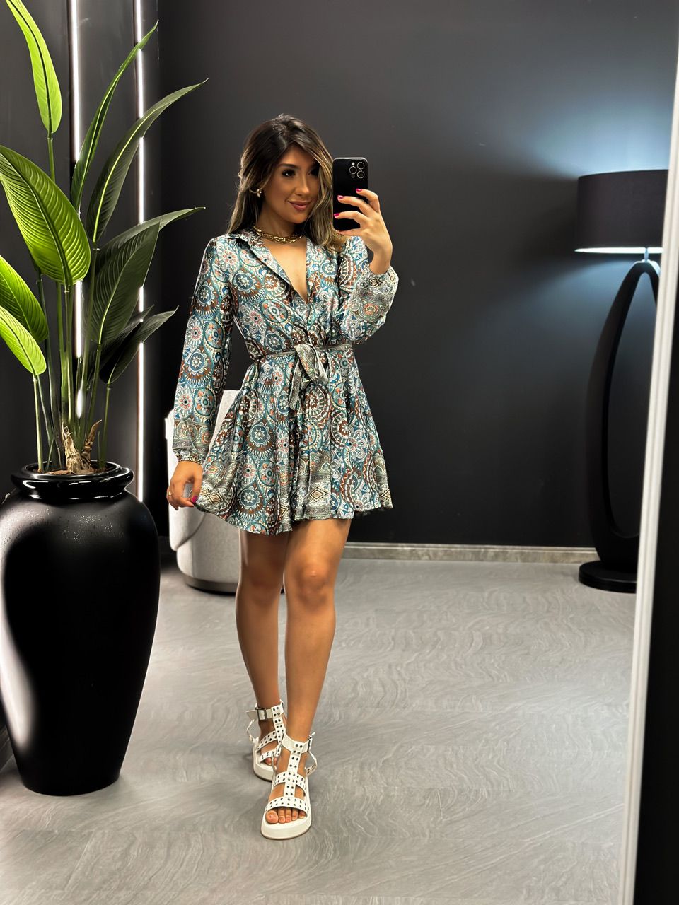 CHEMISE MANDALA MANGA PUFF AZUL